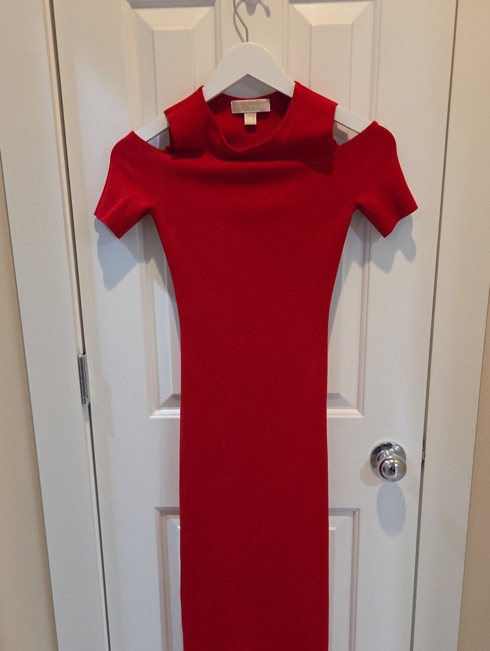 Michael Kors Red Cold-Shoulder Maxi Dress
